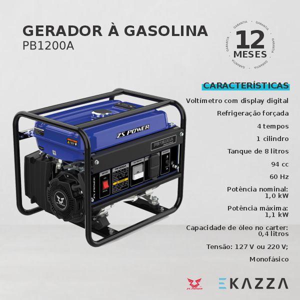 Gerador à Gasolina PB1200A - ZS POWER