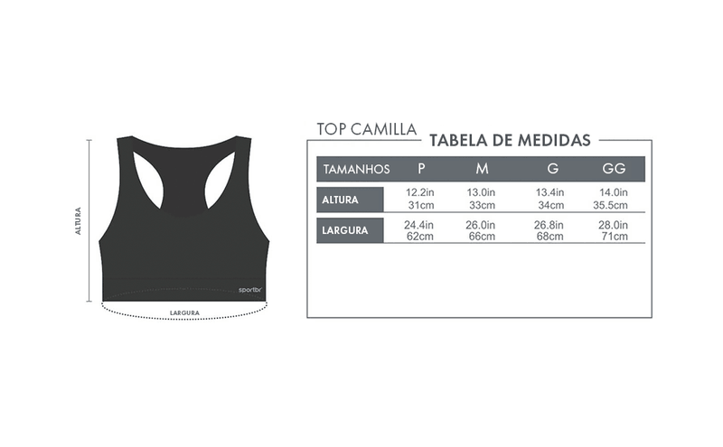 Top Camilla SPORTBR Alta Sustentação e Compressão
